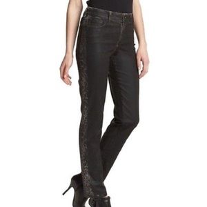 NYDJ Black Coated Jeans leather look